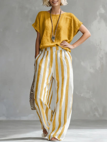 Striped Loose-Fit Two-Piece Lounge Set