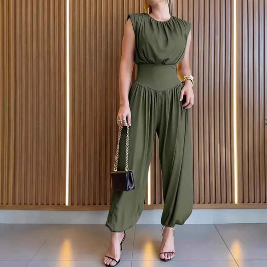 High Waist Sleeveless Harem Jumpsuit