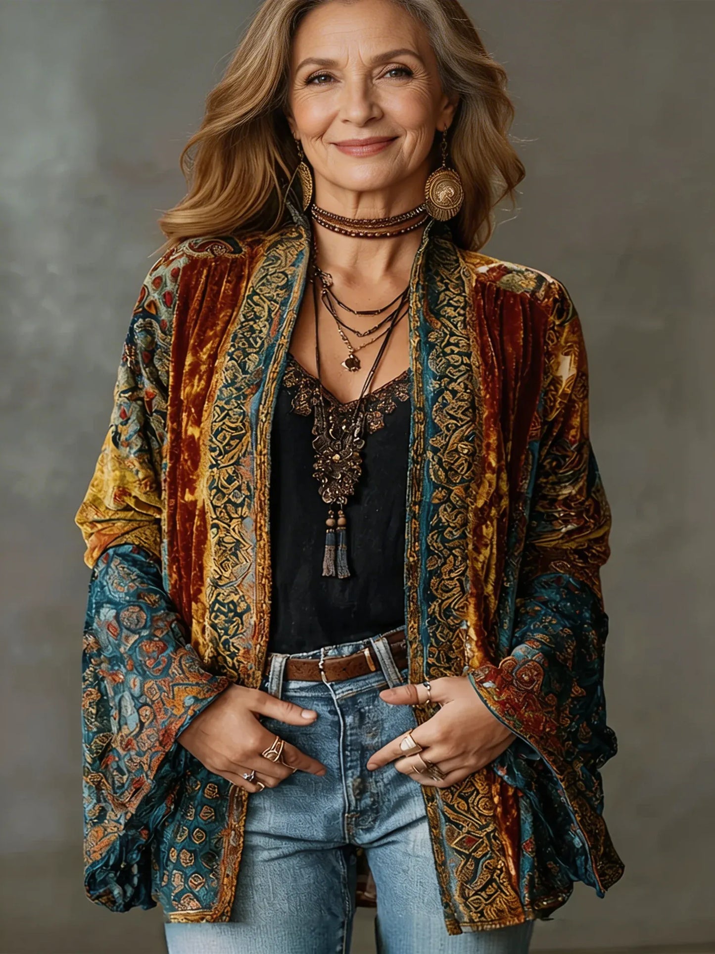Women’s Boho Embroidered Kimono Cardigan