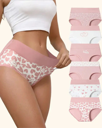 Women's Heart Print Stretch Briefs Set (6-Pack)