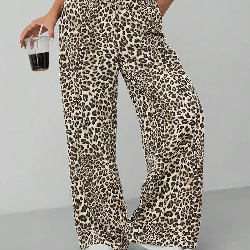 Women’s Leopard Print Wide-Leg Pants