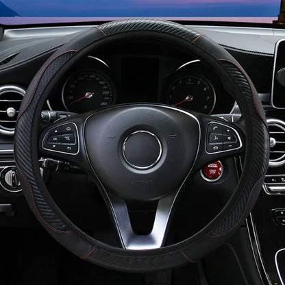 Carbon-Style Car Steering Wheel Cover