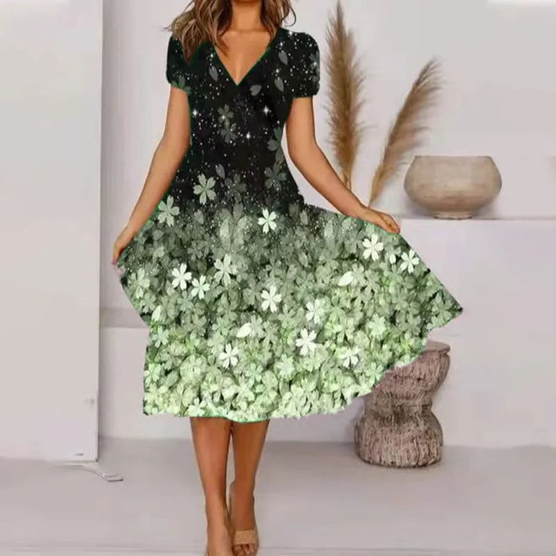 Women’s Floral V-Neck Midi Dress