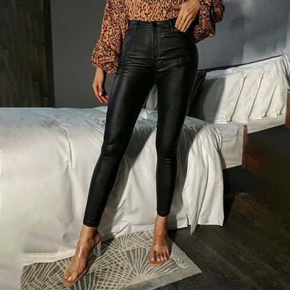 Women’s High-Waisted Leather-Look Skinny Pants