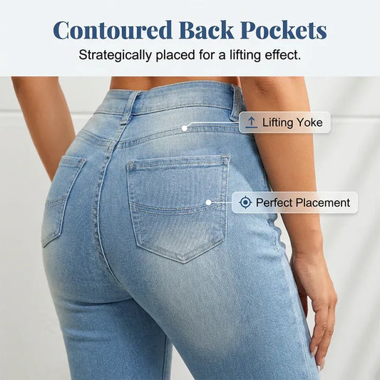 Women's High-Waisted Slim Fit Capri Jeans