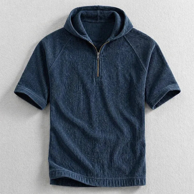 Men’s Short Sleeve Half-Zip Hooded Shirt