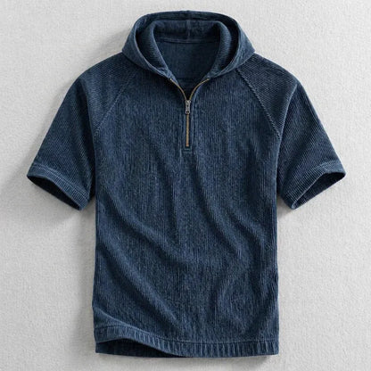 Men’s Short Sleeve Half-Zip Hooded Shirt
