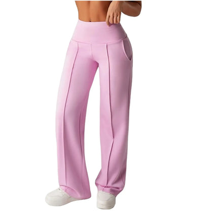 Women’s High-Waisted Wide-Leg Yoga Pants with Pockets