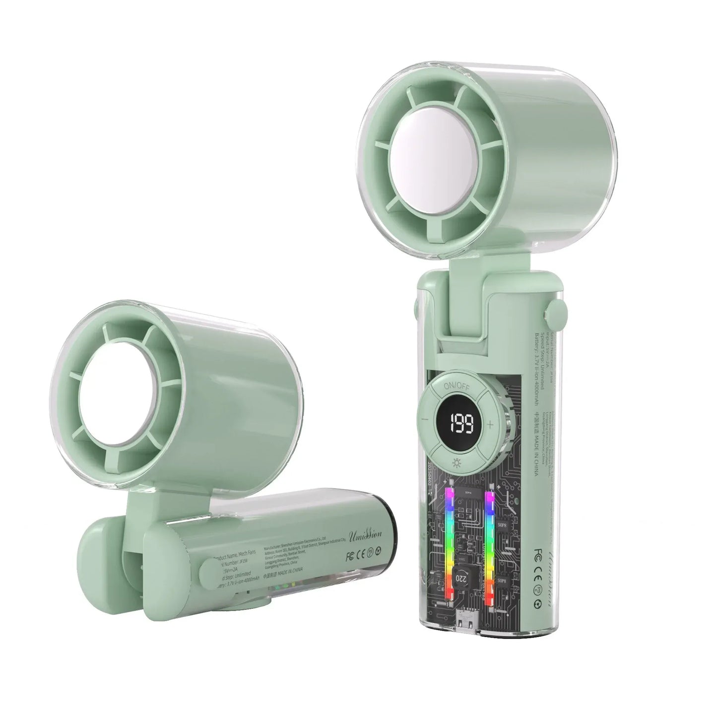 Portable Bladeless Handheld Fan with Digital Display