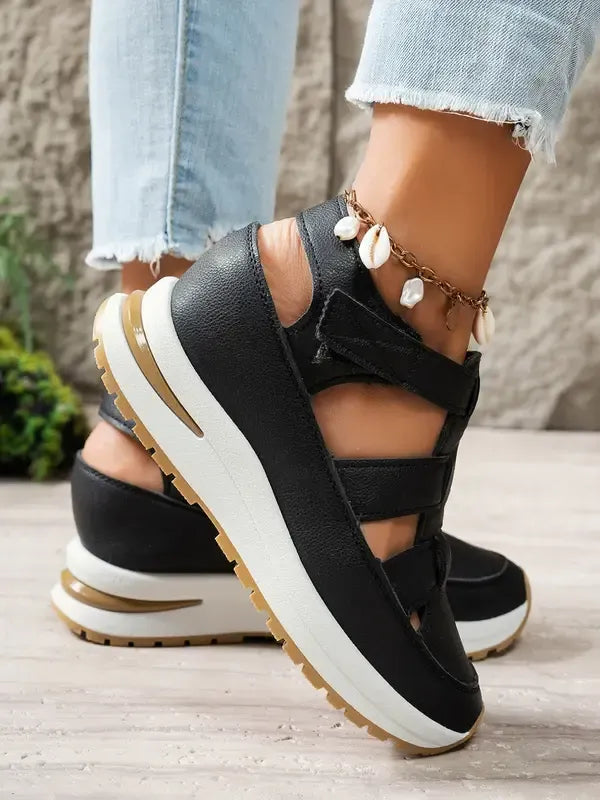 Women’s Cutout Hook-and-Loop Wedge Sneakers
