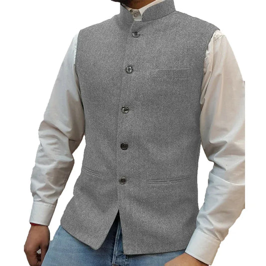 Men’s Herringbone Stand Collar Vest