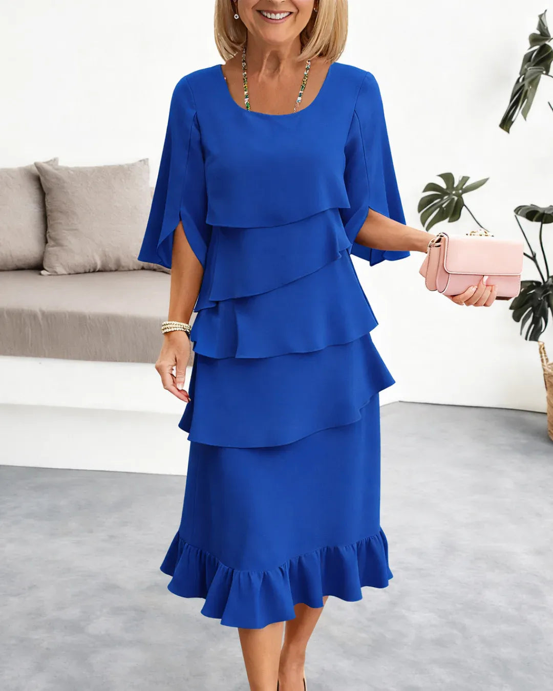 Women’s Elegant Ruffle Midi Dress