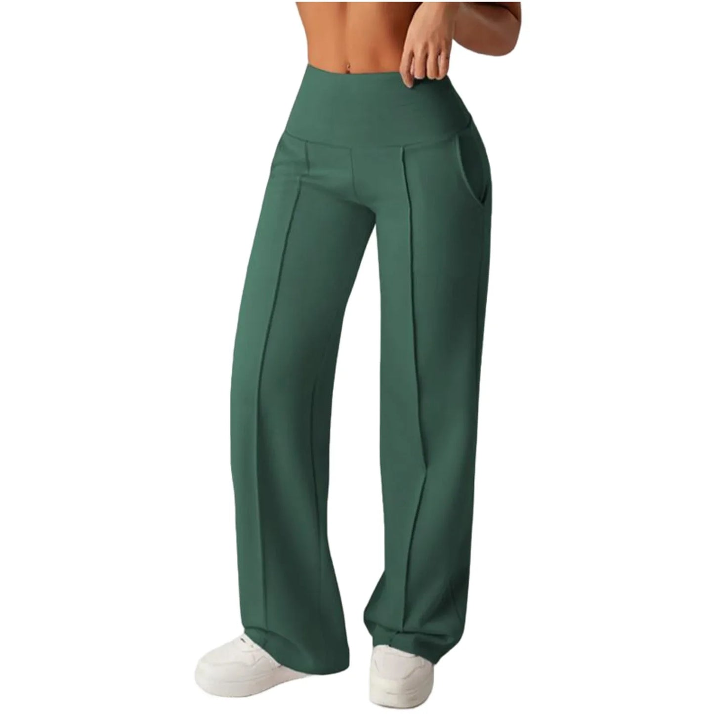 Women’s High-Waisted Wide-Leg Yoga Pants with Pockets