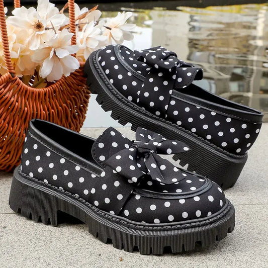 Women’s Polka Dot Bow Platform Loafers