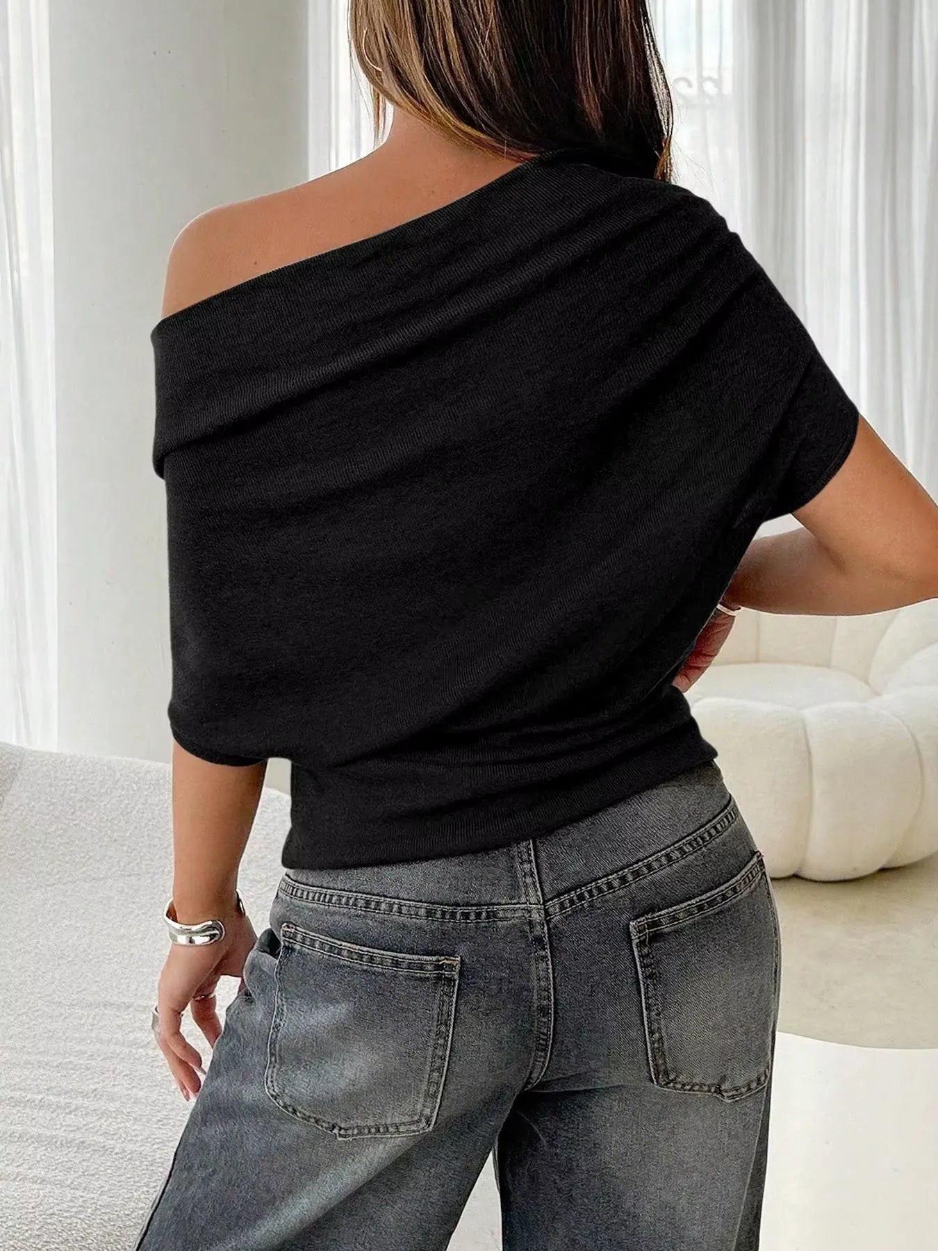 Women’s Draped Off-Shoulder Batwing Top