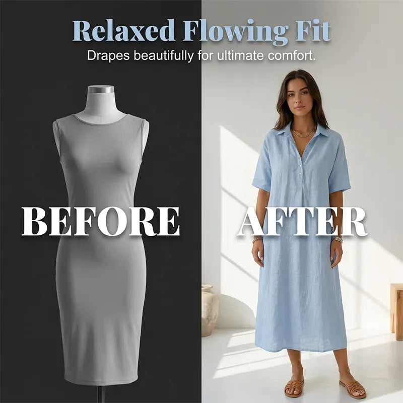 Women's Collared Button Front Relaxed Dress