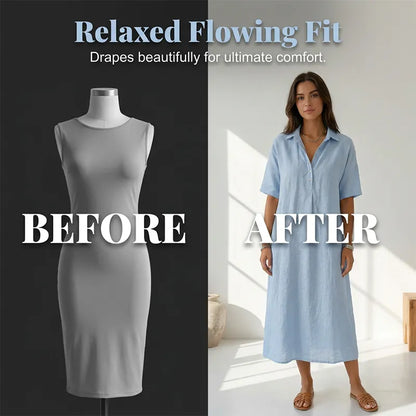 Women's Collared Button Front Relaxed Dress