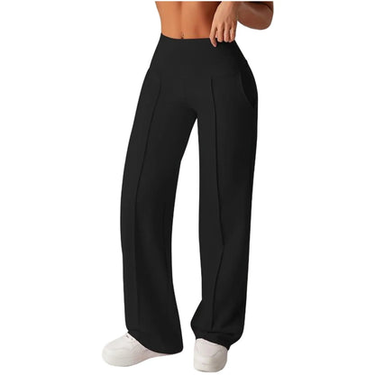 Women’s High-Waisted Wide-Leg Yoga Pants with Pockets