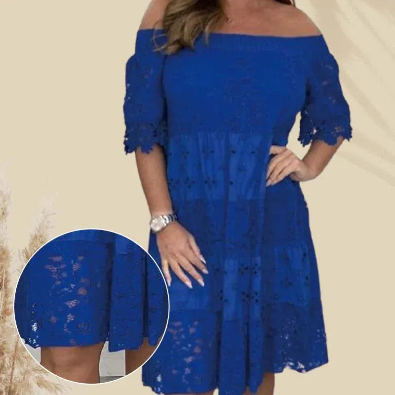 Women’s Off-Shoulder Lace Knee-Length Dress