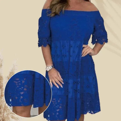 Women’s Off-Shoulder Lace Knee-Length Dress