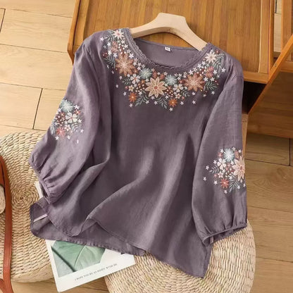 Women’s Floral Embroidered 3/4 Sleeve Blouse