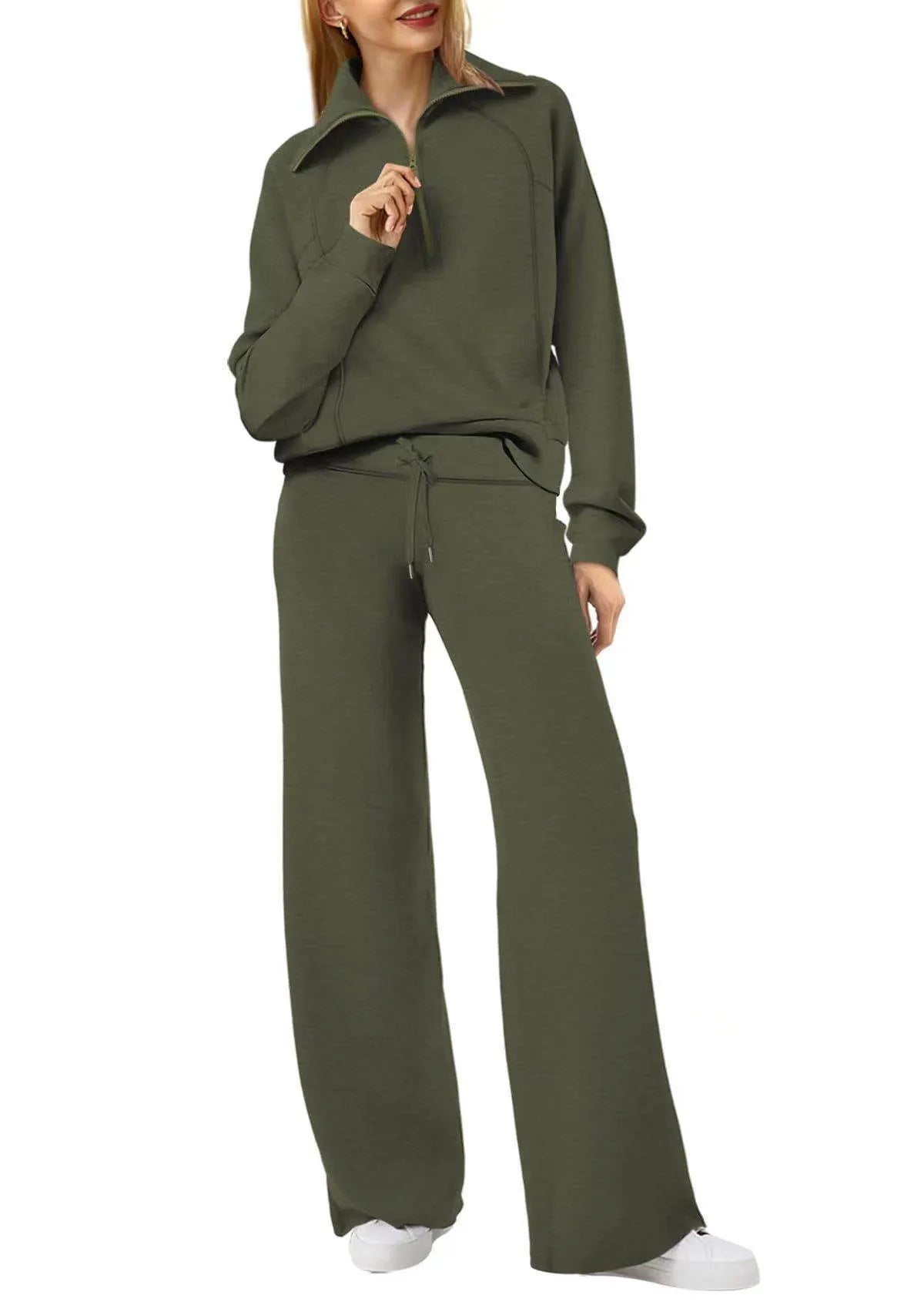 Women’s Half-Zip Wide-Leg Lounge Set