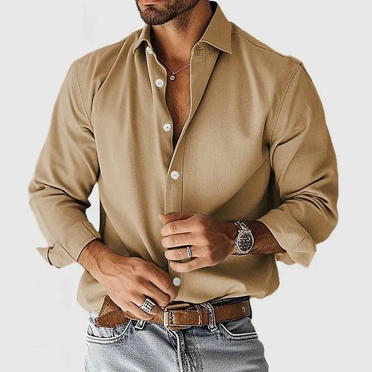 Men’s Relaxed Long Sleeve Button-Up Shirt