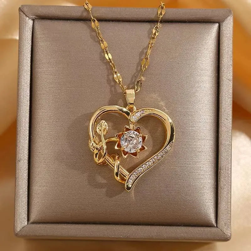Heart-Shaped Cubic Zirconia Pendant Necklace