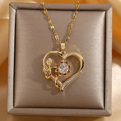 Heart-Shaped Cubic Zirconia Pendant Necklace