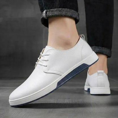 Men’s Casual Leather-Look Lace-Up Sneakers