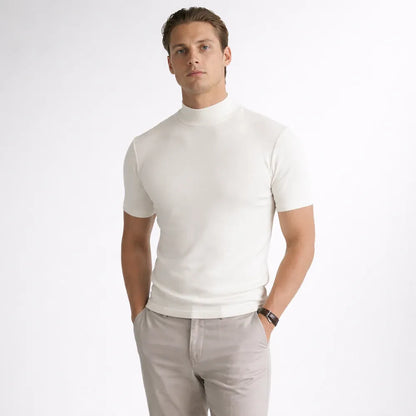 Men’s Short-Sleeve Mock Neck Knit T-Shirt
