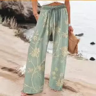 Women’s Floral High-Waisted Wide-Leg Pants