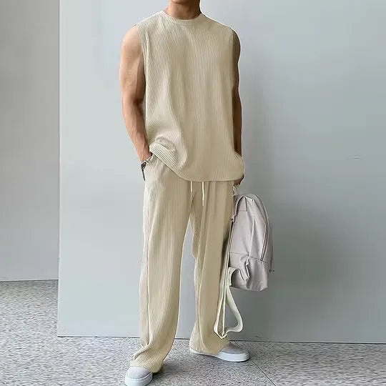 Men's Sleeveless Ribbed Lounge Set