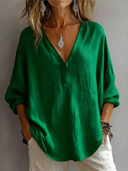 Women's Relaxed V-Neck Tunic Blouse