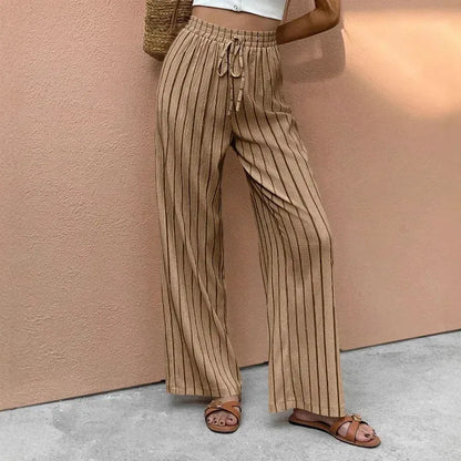 Women’s Striped Wide-Leg Drawstring Pants