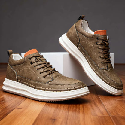 Men’s Leather-Look Lace-Up Casual Sneakers