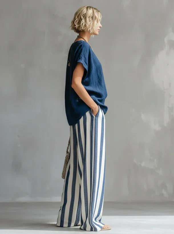Striped Loose-Fit Two-Piece Lounge Set