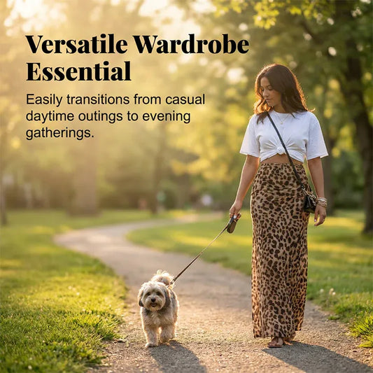 Women’s Leopard Print Flowy Maxi Skirt