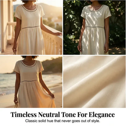 Women’s Lace-Trim High-Waist Midi Dress
