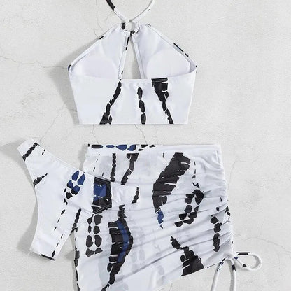 Women’s Ruched 3-Piece Halter Bikini Set