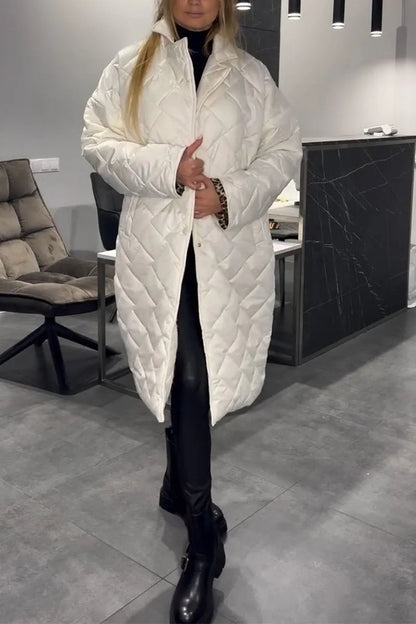 Quilted coat with leopard print lining