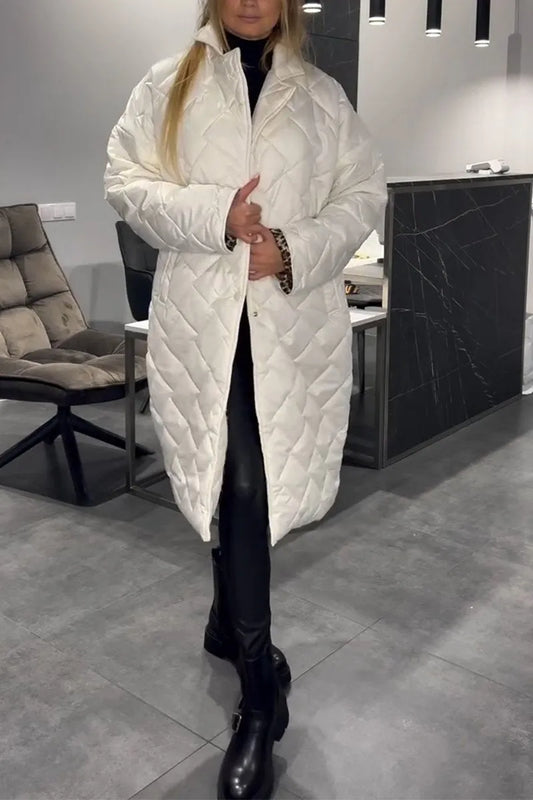 Quilted coat with leopard print lining