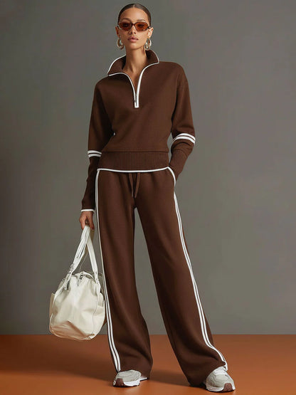Women's Quarter-Zip Knit Lounge Set