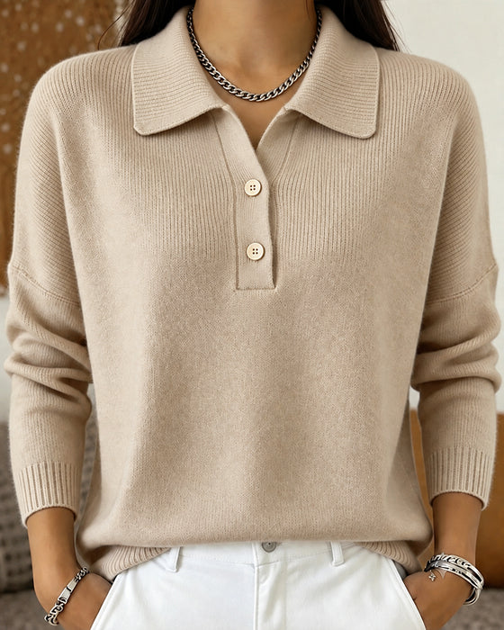 Women's Collared Button Placket Pullover