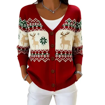 Women's V-Neck Button-Front Cardigan