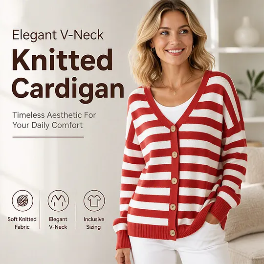 Women's V-Neck Button-Front Cardigan