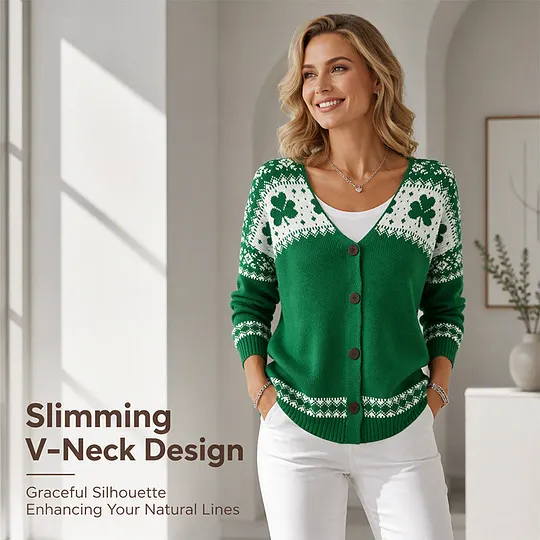 Women's V-Neck Button-Front Cardigan