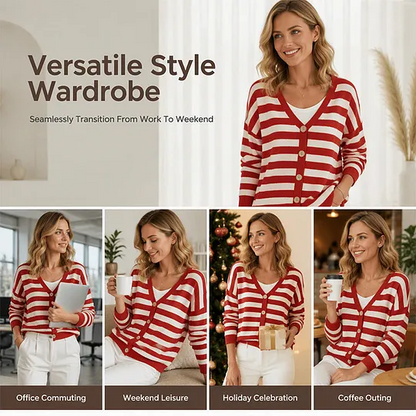 Women's V-Neck Button-Front Cardigan