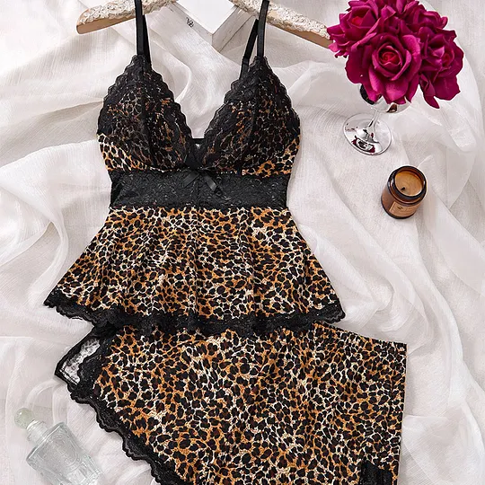 Women's Lace-Trim Cami and Shorts Pajama Set