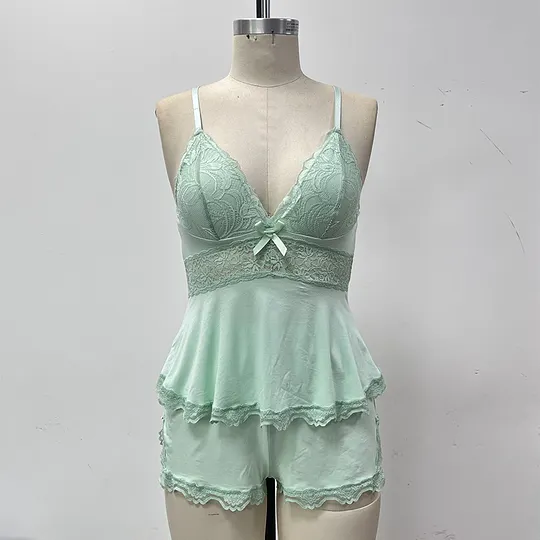 Women's Lace-Trim Cami and Shorts Pajama Set